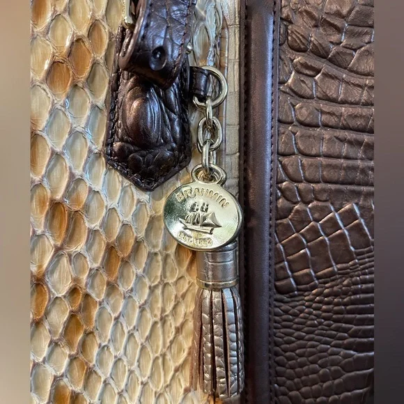 Set of Brahmin Handbag Medium Asher-Honey Carlisle With matching wallet - Picture 3 of 13